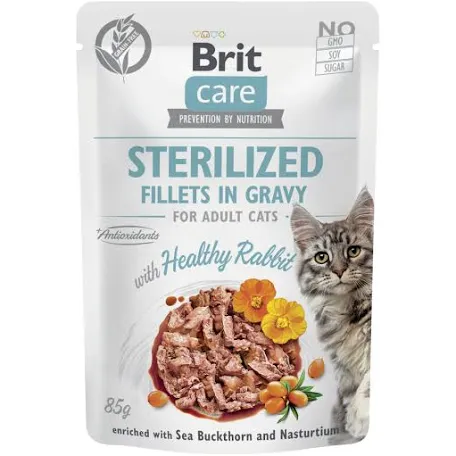 Вологий корм для котів Brit Care Fillets in Gravy Rabbit (Sterilised)