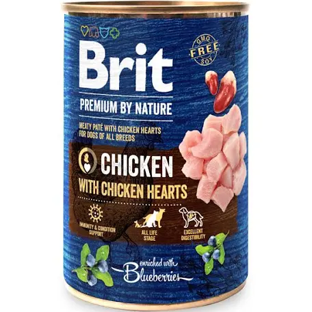 Вологий корм для собак Brit Premium Chicken & Hearts