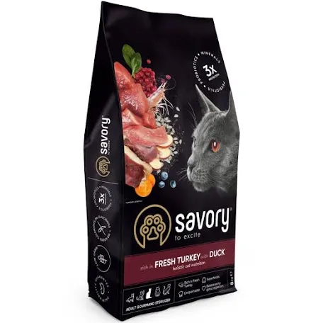 Сухий корм для котів Savory Sterilized Turkey & Duck