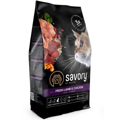 Сухий корм для котів Savory Sterilized Lamb & Chicken