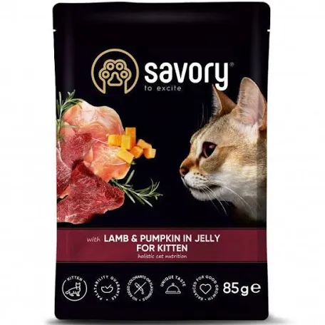 Вологий корм для кошенят Savory Pouch Lamb & Pumpkin in Sauce