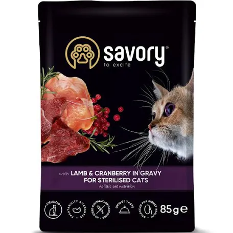 Вологий корм для котів Savory Lamb & Cranberry in Gravy (Sterilised Cats)