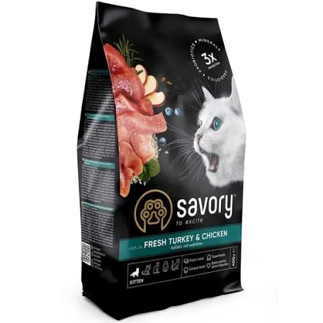 Сухий корм для кошенят Savory All Breeds Fresh Turkey & Chicken