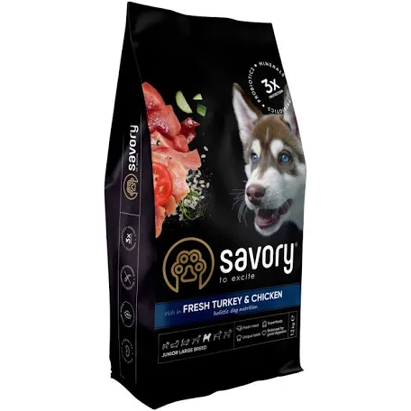 Сухий корм для цуценят Savory Junior Large Turkey & Chicken