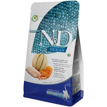 Сухий корм для кошенят Farmina N&D Grain Free Ocean Cod, Shrimp, Pumpkin & Cantaloupe Melon Kitten