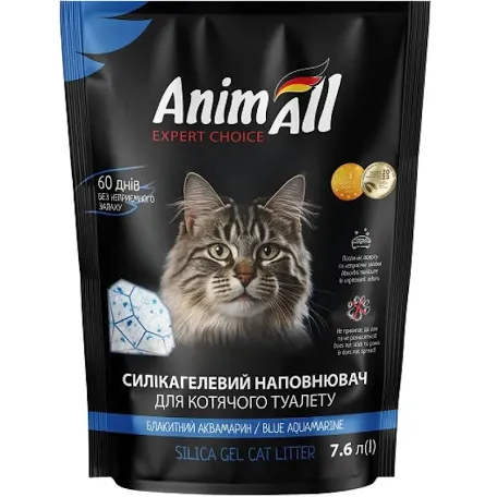 Наповнювач для котів AnimAll силікагель Блакитний Аквамарин