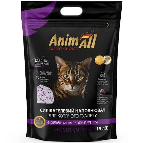 Наповнювач для котів AnimAll Преміум силікагель Фіолетовий Аметист