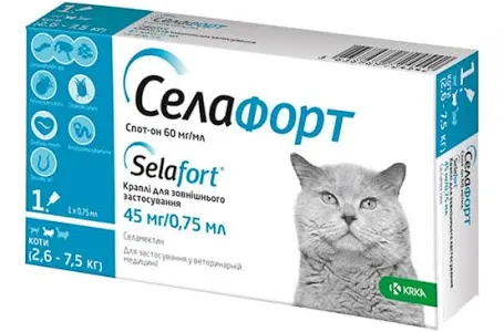 Селафорт спот-он для котів 1х45 мг (0,75 мл)