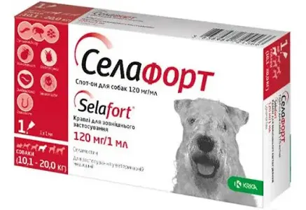 Селафорт спот-он для собак 10,1-20 кг (120 мг/1 мл)