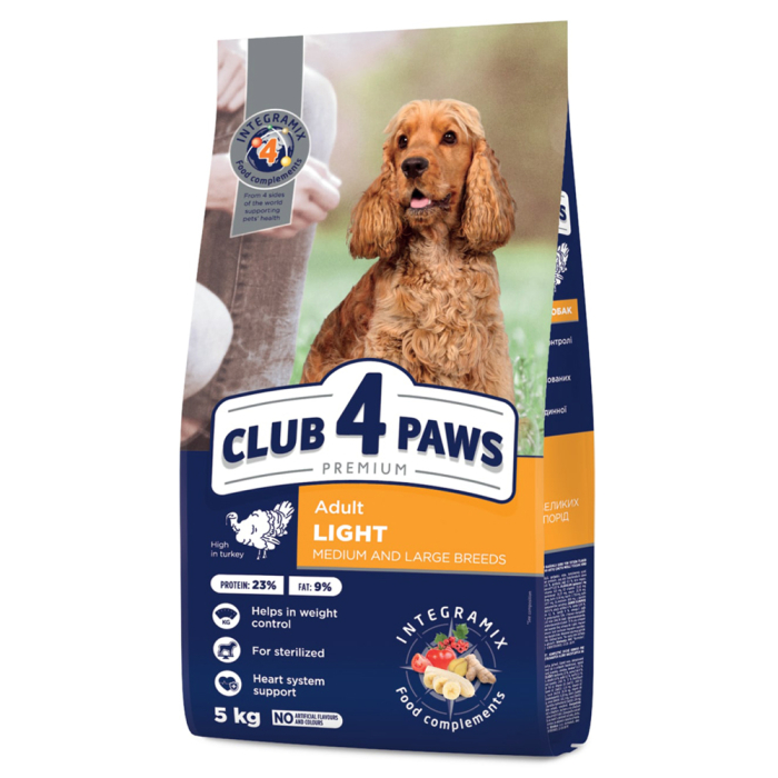 Сухий корм для собак Club 4 Paws Adult Light, індичка (контроль ваги)