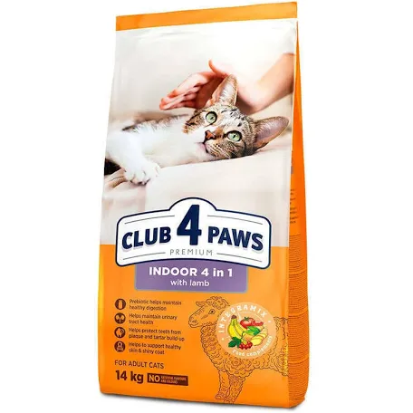 Сухий корм для котів Club 4 Paws Indoor 4 in 1, ягня