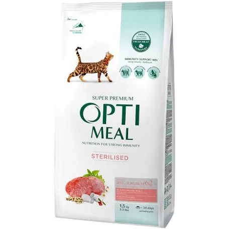 Сухий корм для котів Optimeal Sterilised, яловичина та сорго