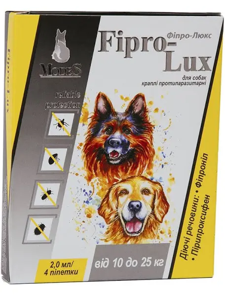 Краплі MODES Fipro-lux для собак 10-25 кг (2 мл)