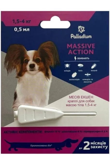 Краплі Massive Action PALLADIUM для собак 1,5-4 кг (0,5 мл)
