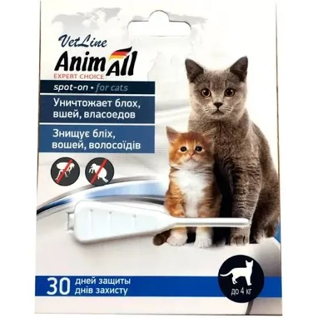 Краплі Animall VetLine для котів до 4 кг (0,5 мл)