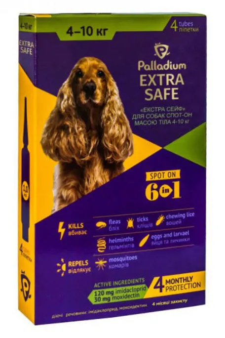 Краплі Extra Safe PALLADIUM для собак 4-10 кг (1 мл)