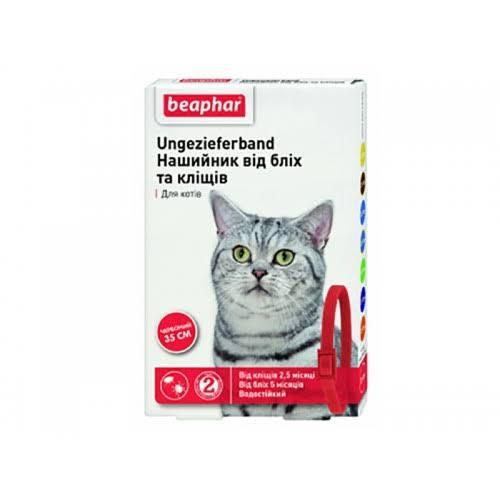 Beaphar нашийник для котів проти бліх та кліщів, червоний (35 см)