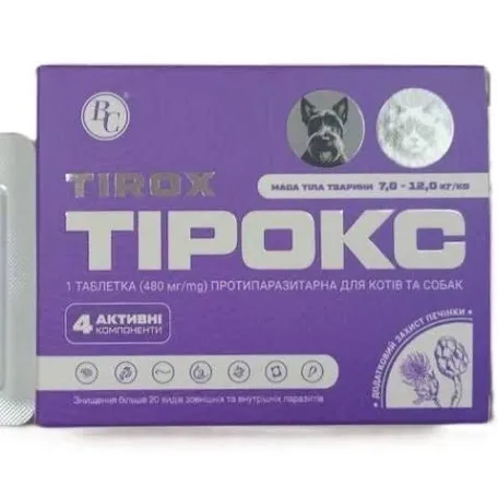 Тірокс таблетка для собак та котів 7,0-12,0 кг