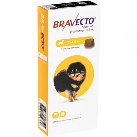 Bravecto жувальна таблетка 112,5 мг для собак 2-4,5 кг