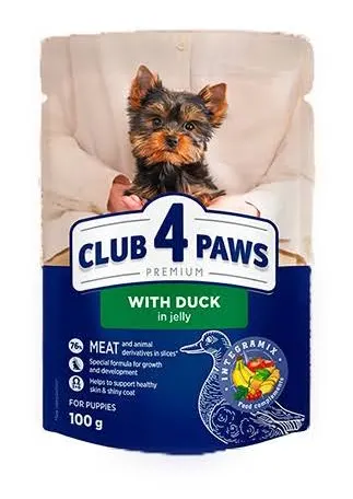 Вологий корм для цуценят Club 4 Paws Puppies, качка у желе