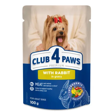 Вологий корм для собак Club 4 Paws, кролик в соусі