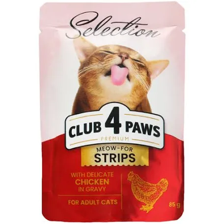 Вологий корм для котів Club 4 Paws Selection, курка в соусі