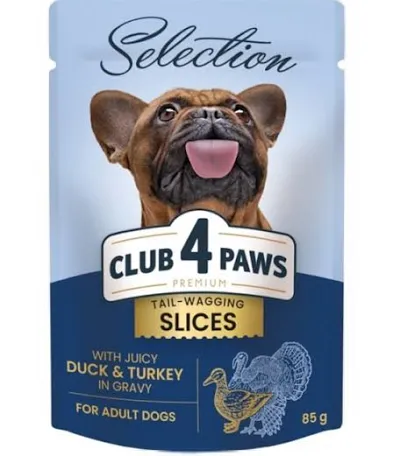 Вологий корм для собак Club 4 Paws Selection, качка та індичка