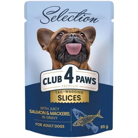 Вологий корм для собак Club 4 Paws Selection, лосось та макрель