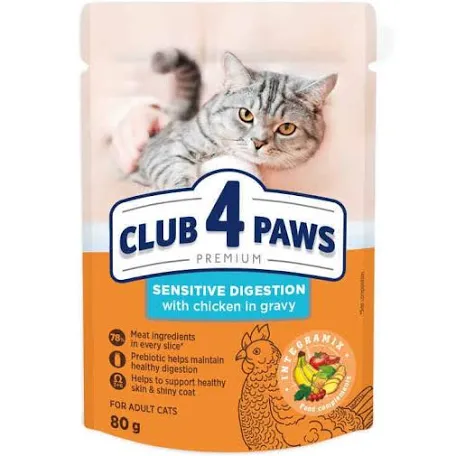 Вологий корм для котів Club 4 Paws Sensitive Digestion, курка