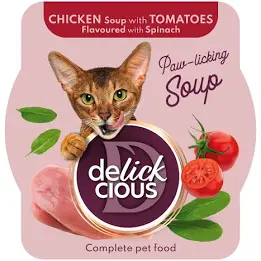 Суп Delickcious для котів, курка з томатами та шпинатом