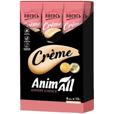Ласощі AnimAll Creme для котів, курка та лосось 6 шт