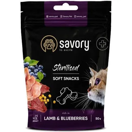 Ласощі Savory для стерилізованих котів, ягня та чорниця