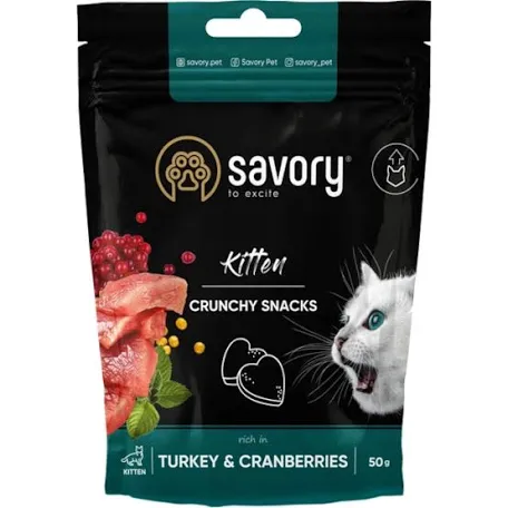 Ласощі Savory для кошенят, для здорового росту, індичка та журавлина
