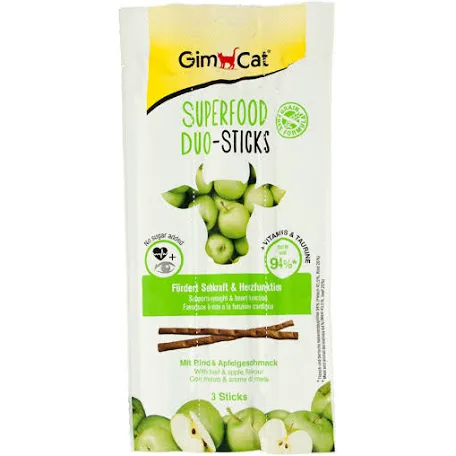 Ласощі GIMCAT Superfood Duo-Sticks, яловичина та яблука