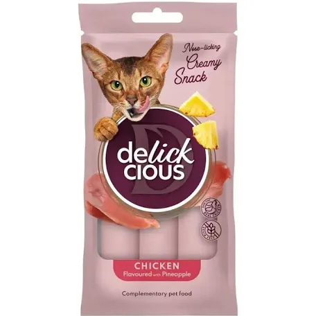 Ласощі Delickcious кремові для котів, курка та ананас