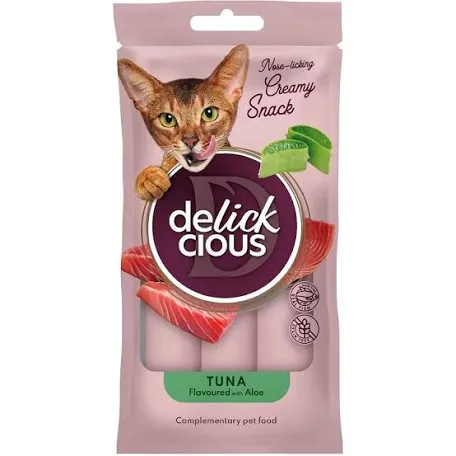 Ласощі Delickcious кремові для котів, тунець та алое