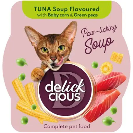 Суп Delickcious для котів, тунець з кукурудзою та горошком
