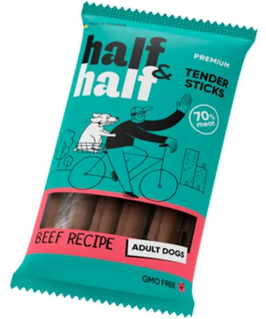 Ласощі Half and Half палички для собак, з яловичиною