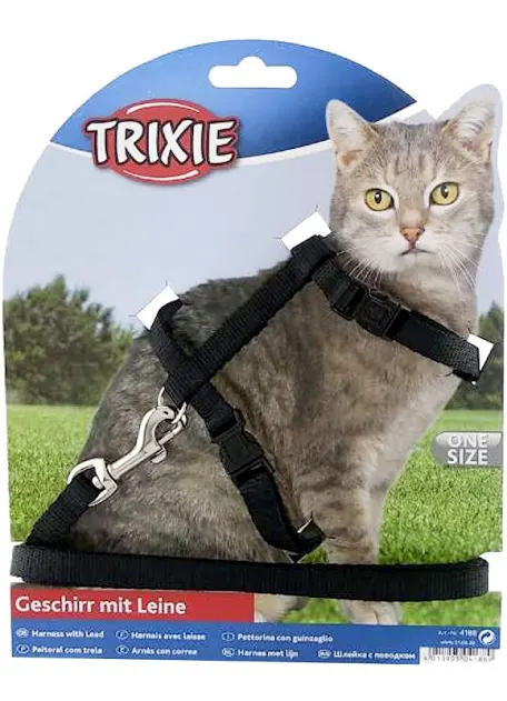 Поводок і шлея Trixie для котів нейлон (асорті)