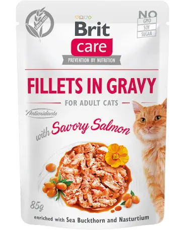 Корм Brit Care вологий для котів Бріт Кеа Кет з філе лосося в соусі 85г