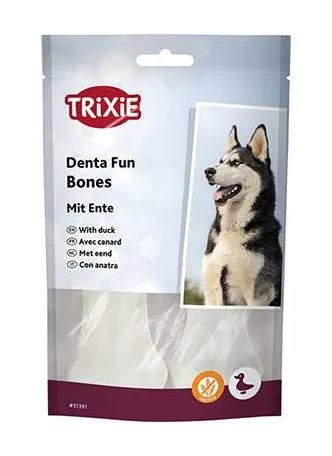 Кісточка Trixie для собак Denta Fun пресована жувальна з качкою натуральна шкіра 12см 120г 2шт/упак