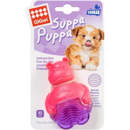 Іграшка GiGwi Бегемотик з пищалкою Suppa Puppa для собак 9см