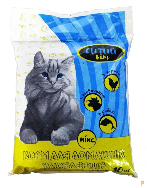 Сухий корм Ситий Кіт для котів, Мікс (яловичина, курка, риба) 10 кг
