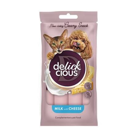 Ласощі Delickcious кремові для котів та собак, молоко з сиром