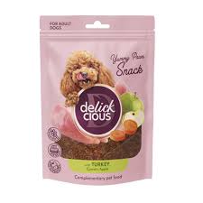 Снеки сушені Delickcious для собак, індичка з морквою та яблуком