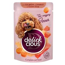 Delickcious вологий корм для собак, лосось з морквою в крем-супі
