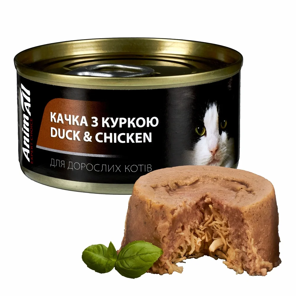AnimAll вологий корм для котів з качкою та куркою, 80 г
