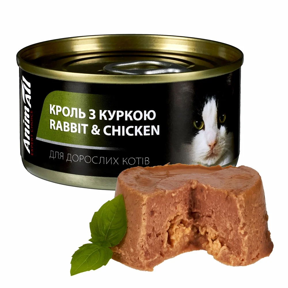 AnimAll вологий корм для котів з кролем та куркою, 80 г