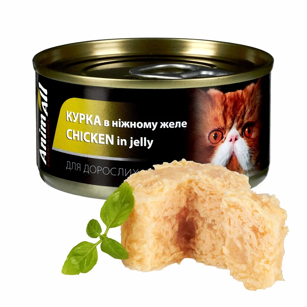 AnimAll вологий корм для котів Курка в ніжному желе, 85 г