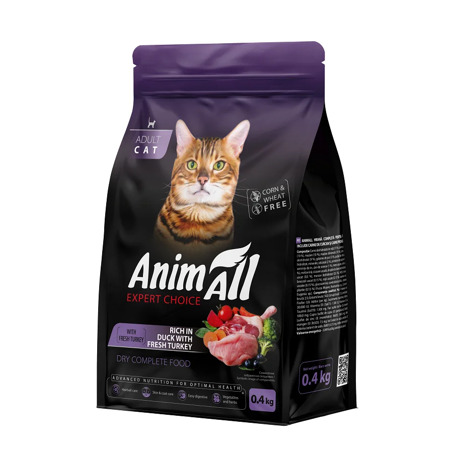 AnimAll сухий корм для котів зі свіжою індичкою та качкою